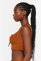 Women's Ruched Drawstring Lounge Crop Top Root Beer