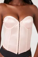 Women's Satin Lingerie Corset in Blush Medium