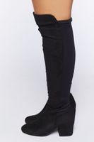 Women's Faux Suede Block Heel Boots (Wide) in Black, 7