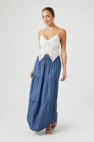 Women's Chambray Maxi Skirt in Medium Denim