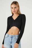 Women's Cropped Cardigan Sweater in Black Large