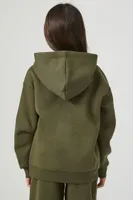 Kids Drop-Sleeve Hoodie (Girls + Boys) in Olive, 11/12