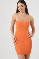 Women's Ribbed Knit Tube Mini Dress in Cantaloupe, XL