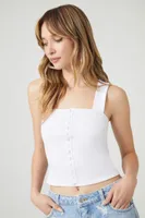 Women's Button-Front Tank Top in White Small