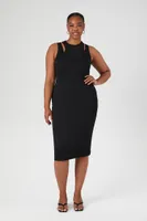 Women's Combo Bodycon Midi Dress in Black, 0X