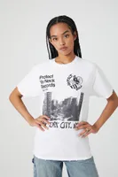 Women's Protect Ya Neck Records Graphic T-Shirt in White/Black, L/XL