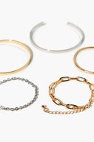 Women's Chain & Bangle Bracelet Set in Gold/Silver