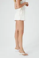 Women's Drawstring Paperbag Pull-On Shorts in Ivory Large