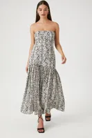 Women's Chiffon Snake Print Mermaid Dress in Grey Small