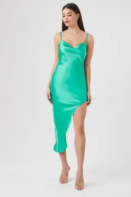 Women's Satin Cowl Slip Dress in Latigo Bay Small