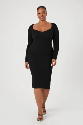 Women's Bodycon Midi Sweater Dress Black,