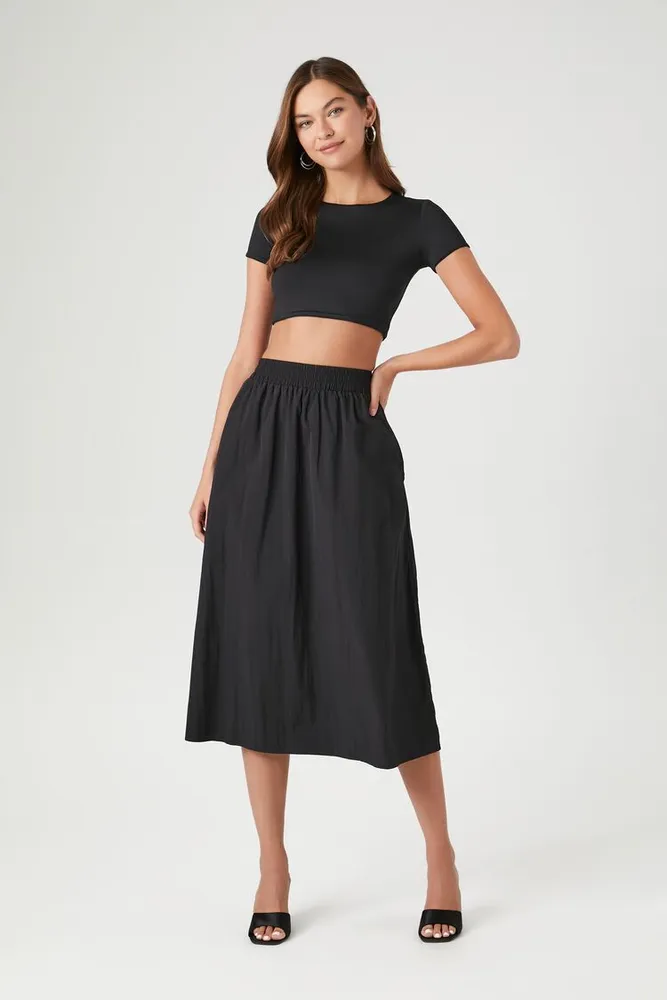 Women's A-Line Nylon Midi Skirt XL