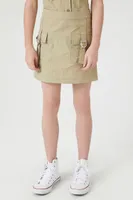 Girls Utility Cargo Skirt (Kids) in Olive, 9/10