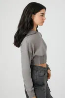 Women's Cropped Bustier Hoodie in Dark Grey Medium