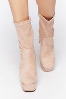 Women's Platform Block Heel Booties in Nude, 8