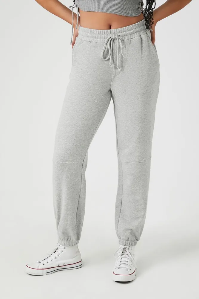 Women's French Terry Drawstring Joggers in Heather Grey Small