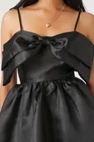 Women's Organza Bow Mini Dress in Black Medium