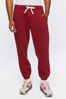 Men Fleece Drawstring Joggers in Burgundy, XXL