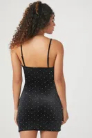 Women's Rhinestone Velvet Mini Dress Black/Silver