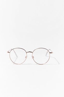 Round Reader Glasses in Rose Gold/Clear