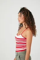 Women's Seamless Striped Cami Bodysuit in Fiery Red/Vanilla Medium