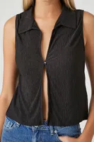 Women's Split-Front Sleeveless Shirt Black