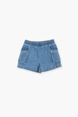 Girls Denim Cargo Shorts (Kids) in Light Denim, 11/12