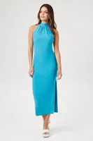 Women's Halter Midi Slit Dress in Marina Small