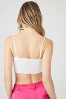 Women's Satin Bow Cropped Cami White