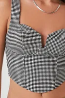 Women's Gingham Bustier Crop Top in Black/White Medium