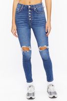 Women's Recycled Cotton Distressed Skinny Jeans Denim,