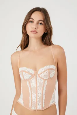 Women's Colorblock Lace Corset Vanilla/Sand