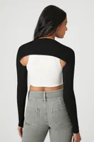 Women's Super Cropped Sweater-Knit Top in Black Small