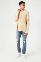 Men Garment Wash Drawstring Hoodie in Camel Large