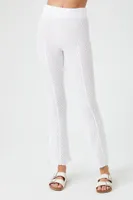 Women's Crochet Flare Pants in White Large