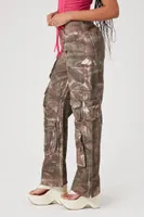 Women's Twill Tie-Dye Cargo Pants in Olive Medium