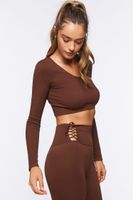 Women's Active Seamless Crisscross Crop Top in Turkish Coffee Small