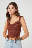 Women's Drawstring Cropped Tank Top in Cappuccino Small