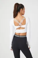 Women's Active Crisscross Cutout Crop Top in White Large