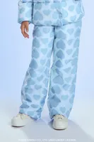 Girls Hello Kitty Heart Print Pants (Kids) Baby Blue,