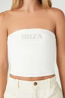 Women's Studded Ibiza Tube Top White/Silver