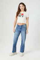 Women's Cropped I Love NY Graphic T-Shirt