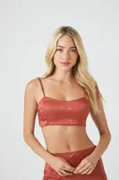 Women's Satin Animal Print Sweetheart Bralette in Brick Large