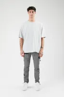 Men Slim-Fit Drawstring Cargo Joggers in Grey, XL