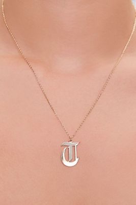 Women's Initial Pendant Chain Necklace in Gold/T