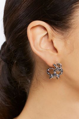 Women's Curb Chain Hoop Earrings in Silver