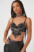 Women's Faux Gem & Pearl Bustier Cami in Black Medium