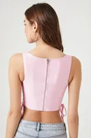 Women's Corset Lace-Up Crop Top in Pink, XXL