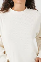 Women's Waffle Knit Drop-Sleeve Top in White, XS