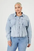 Women's Pintucked Denim Shirt , 2X